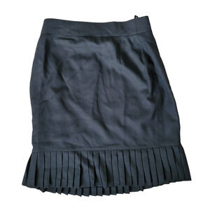 Vintage Escada Pleated Hem Skirt Wool West Germany Black Classic Women 40